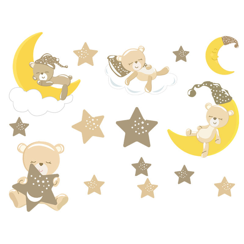 Star Moon Sleeping Bear Children Room Wall Sticker